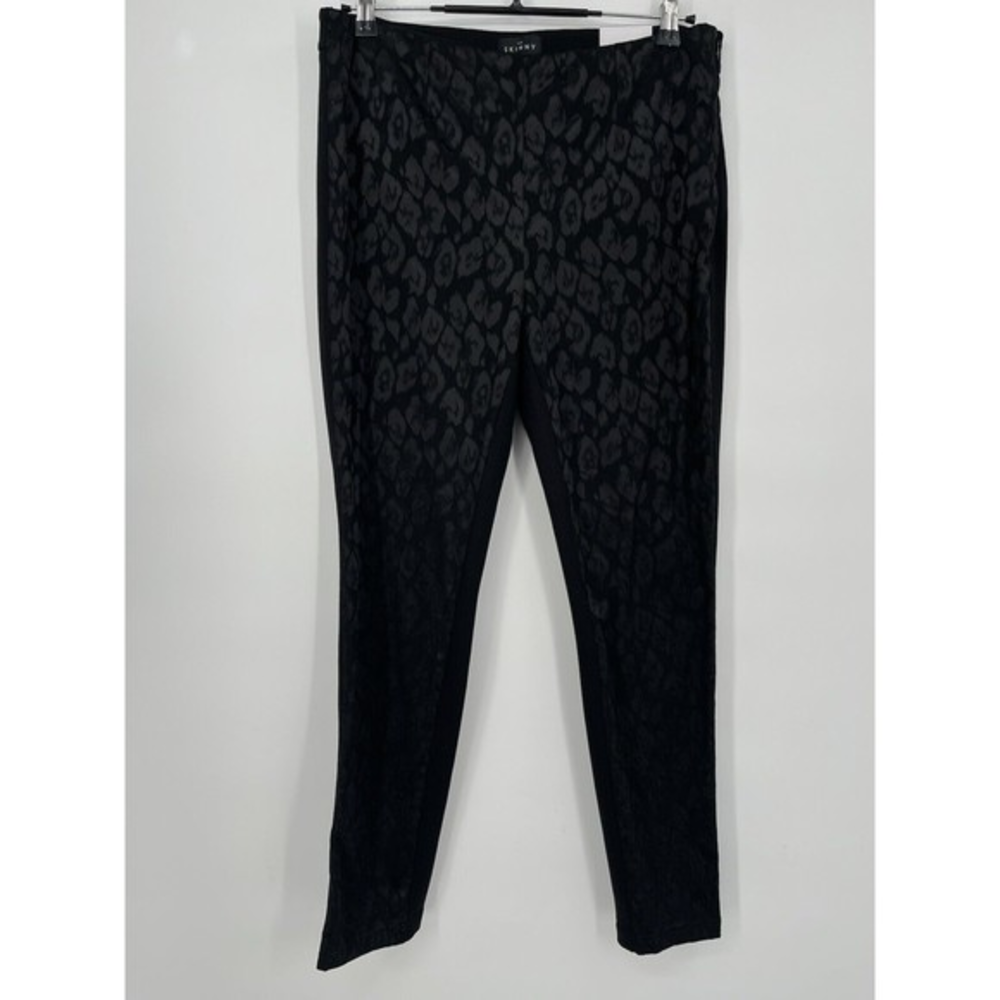 White House Black Market The Skinny Black Leopard Jacquard Pants Size 8